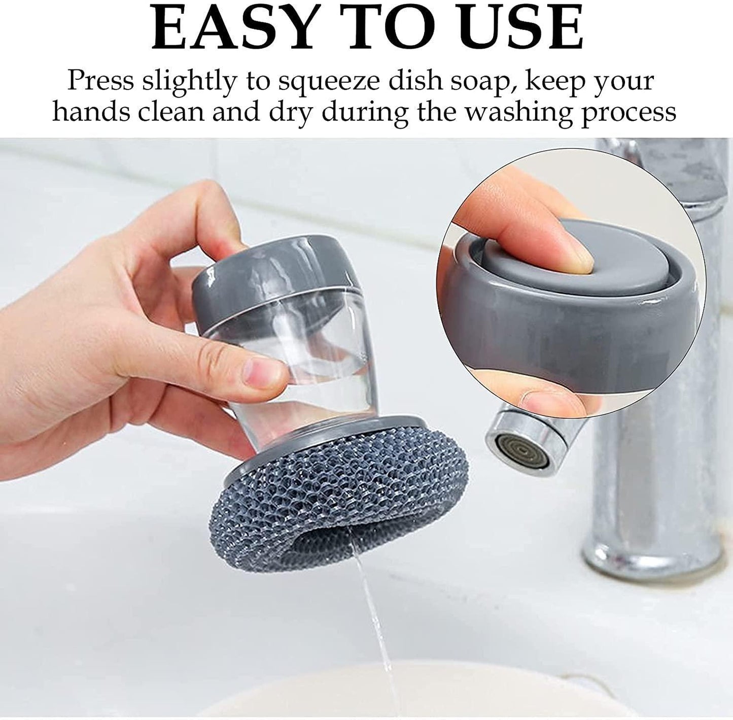 Kitchen Soap Dispensing Palm Brush. (Pack of 2),Package Contains 2 Item,