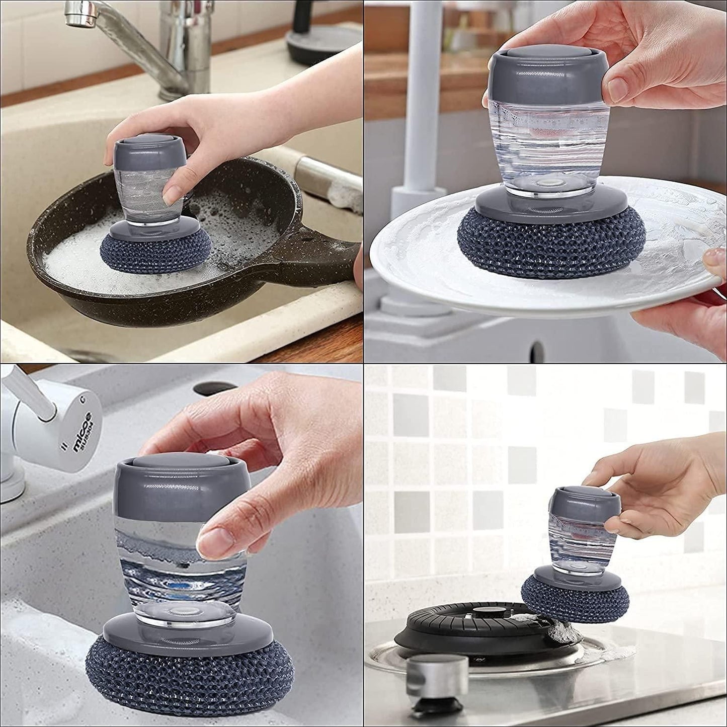 Kitchen Soap Dispensing Palm Brush. (Pack of 2),Package Contains 2 Item,
